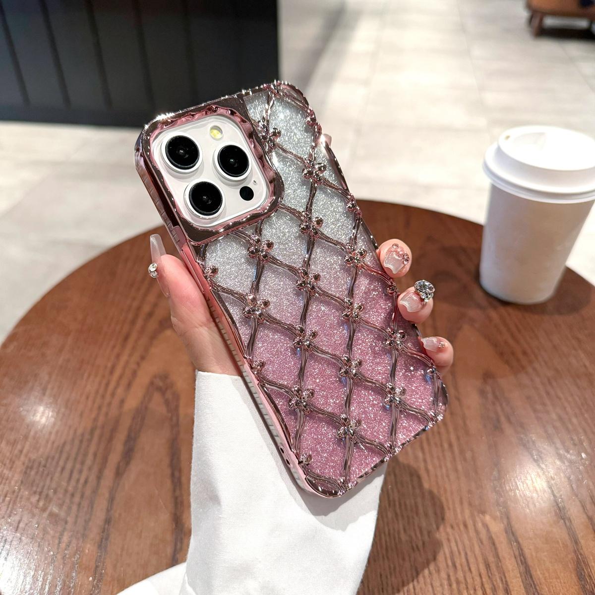 

Роскошный чехол для телефона с 3D покрытием и цветами, блестящий порошок для iPhone 11, 12, 13, 14, 15 Pro Max 12 Pro 13 Pro 14 Pro Max, мягкий чехол из ТПУ с защитой от капель iPhone 11