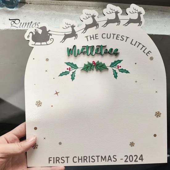 Baby First Christmas Footprint Board Infant Footprint Mistelzweige Holzschild DIY Neugeborene Jungen Mädchen Fußabdruck Kunst Handwerk Board Neue Mama Andenken Geschenk