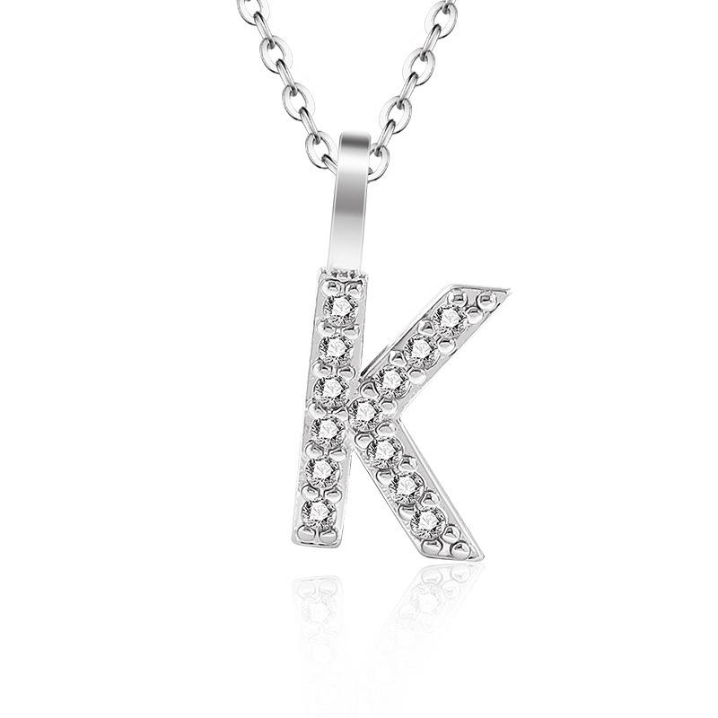 925 Silver Gold Small 26 Letters A- Z Zircon CZ Pendant Monogram Necklace Me Initial Alphabet M A Jewelry