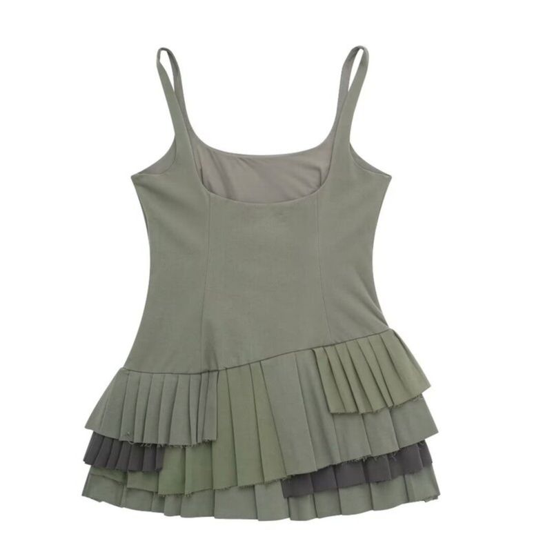 Fashion Style 2024 Spring New Arrival Women's Clothing Tooling Style Pleated Sling Short Dress 3067311 505