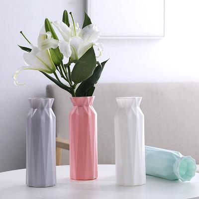 Vaso de flores moderno, vaso de plástico branco rosa, cesta de flores, decoração nórdica para sala de estar, arranjo de flores