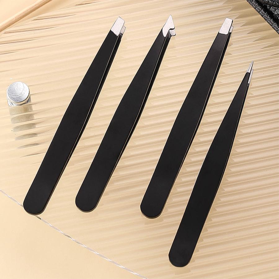 4-Pack Stainless Steel Tweezer Set Eye Brow Clips multifunctional Fine Hairs Puller for Facial Hair Removal and Splinter Removal