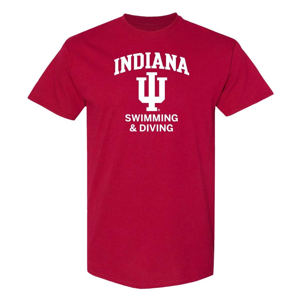 Indiana Hoosiers Arch Logo Swimming & Diving T Shirt - Cardinal