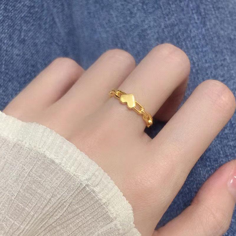 Elegant Heart Bow Titanium Steel Ring for Women Minimalist Round Circle Band Light Luxury Jewelry
