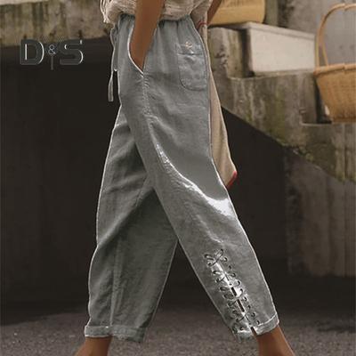 Schnell trocknende Sommerhose, mittlerer Bund, trendige, lockere, feste Freizeithose für den Sommer