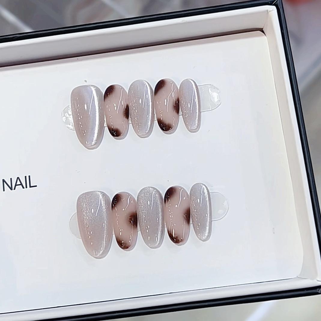 

Чистый ручной работы фототерапевтический маникюр янтарное стекло носить ногти готовые кошачий глаз наклейки для ногтей показать белизну и темперамент Small s