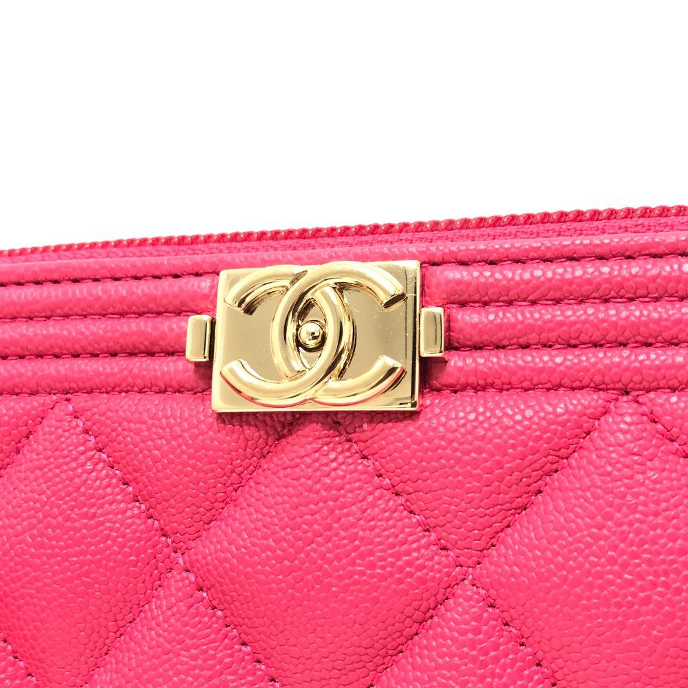 Chanel A80288 Boy Chanel Zip Around Long Caviar Leather pink/GoldHardware Unused