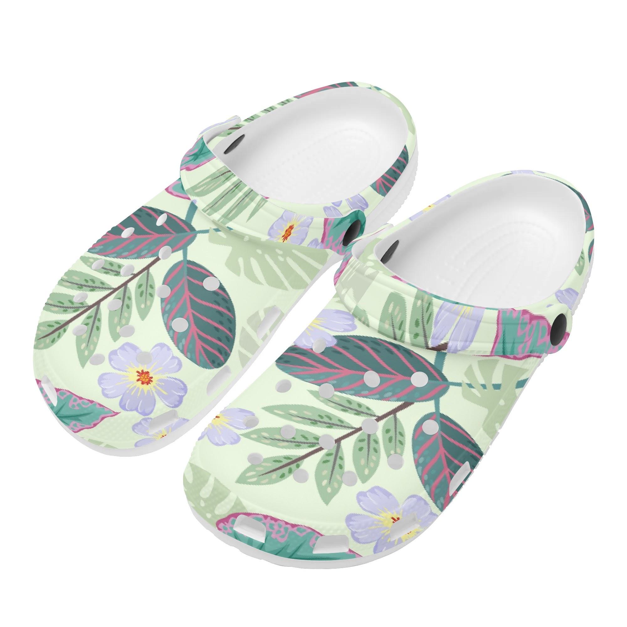 Allover Printed EVA Casual Clogs for Women Men Lightweight Soft Slip On Soft Footwear Lightweight Summer Sandals Leisure Wear 36 белый