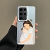 Case For Samsung A56 A36 A26 A24 A16 A14 A12 A32 A50 A70 A22 A30 A34 A54 A52 5G A06 4G Silver IMD Cover Baby Girl Mom Family