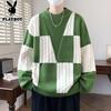 PLAYBOY Men's Cable Knit Round Neck Sweater