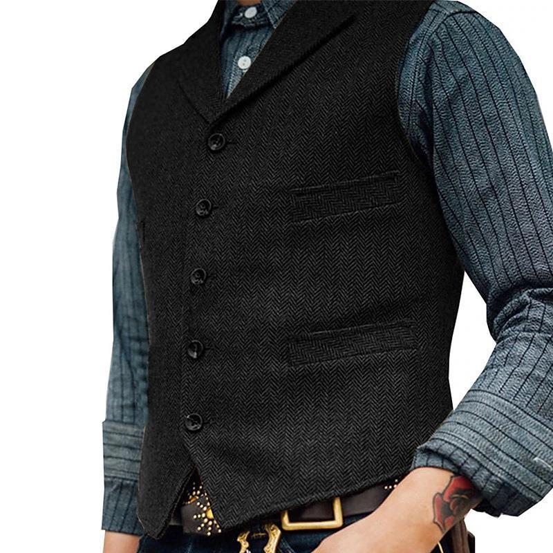 Herremote Uformell Ensfarget Single Breasted Coat Vest Herre ermeløs topp