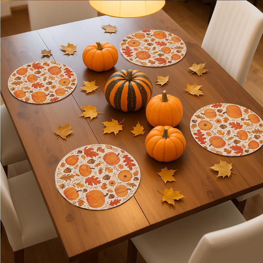 4pcs Autumn Meal Mat Farmhouse Thanksgiving Table Decoration, Suitable for Harvest Parties and Autumn Dining - Home Table Mat