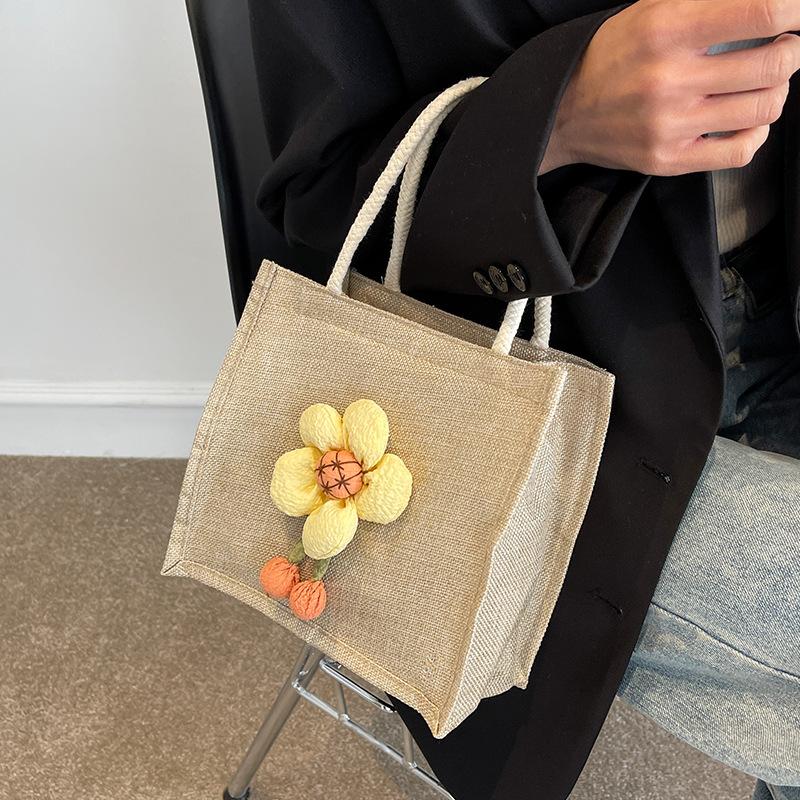 Cute Linen Student Carrying Rice Bags for Women Ins Fresh and Fresh Work Commuting To Store Lunch Boxes and Small Bags for Hand