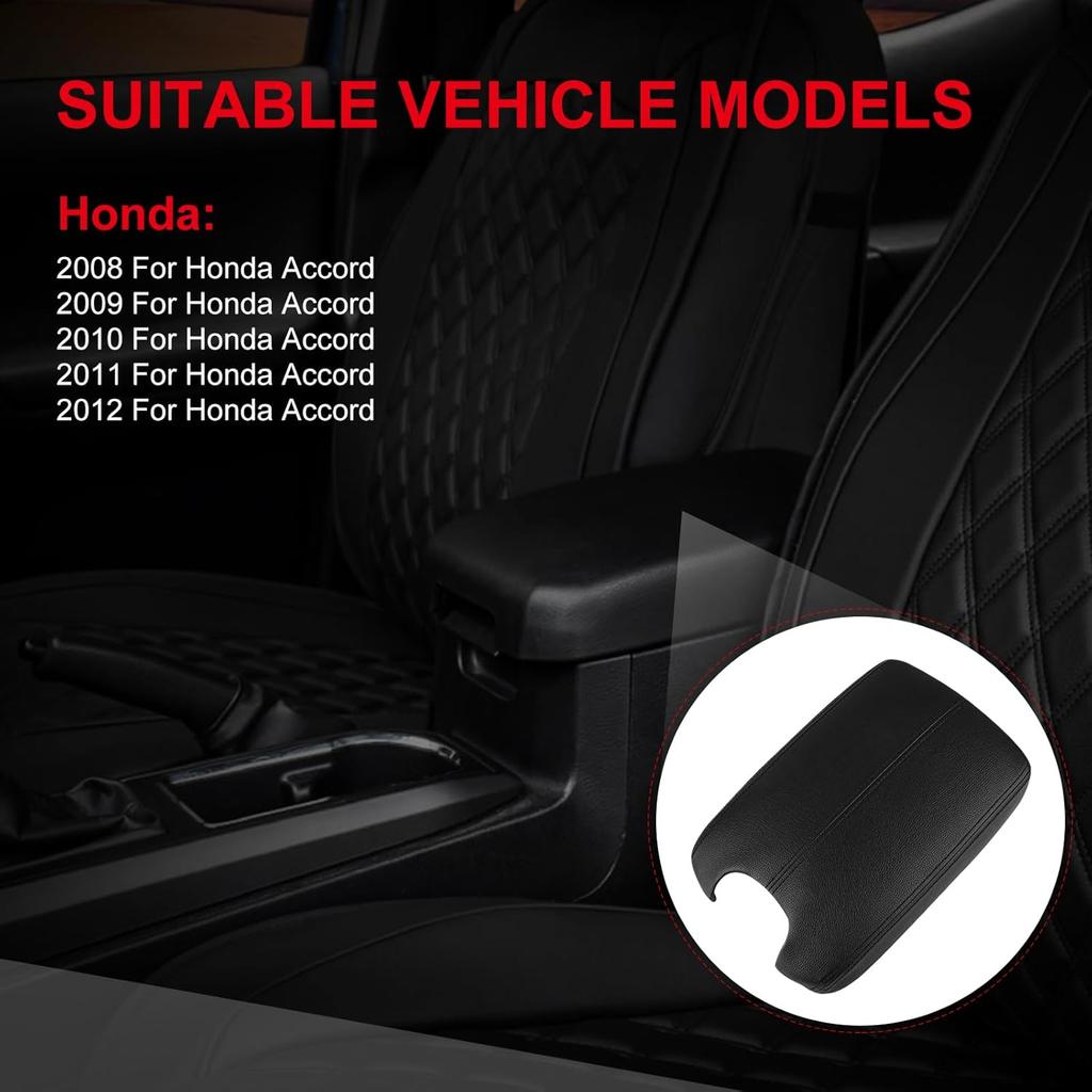 cciyu Center Console Armrest Cover Repacement Compatible with 2008 2009 2010 2011 2012 For Honda Accord Auto Leather Suture Console Lid Cover