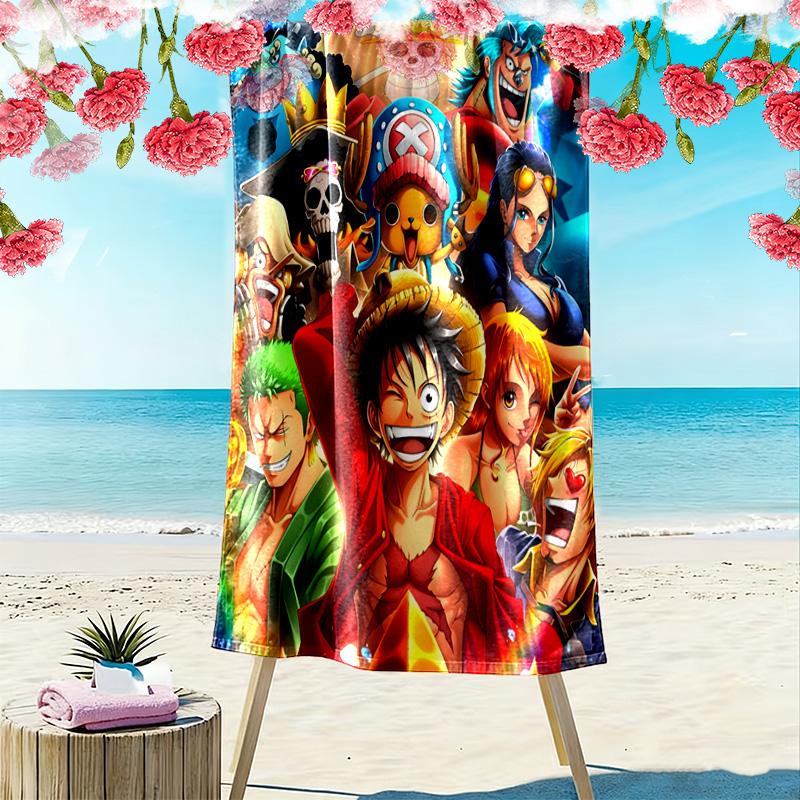 Luffy Print Beach Towel, Large Soft Quick Dry Towel for Beach Camping Swimming