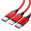 One-to-three Nylon Braided Charging Cable for Apple, Android, Huawei - Fast Charge 3-in-1 Gift