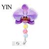 Decorative ID Badge Reel for Nurses Cute Flower Reels, Retractable Nurse Clip with Beaded Secure Backpacks Charm, Floral Name Card Holder Teacher