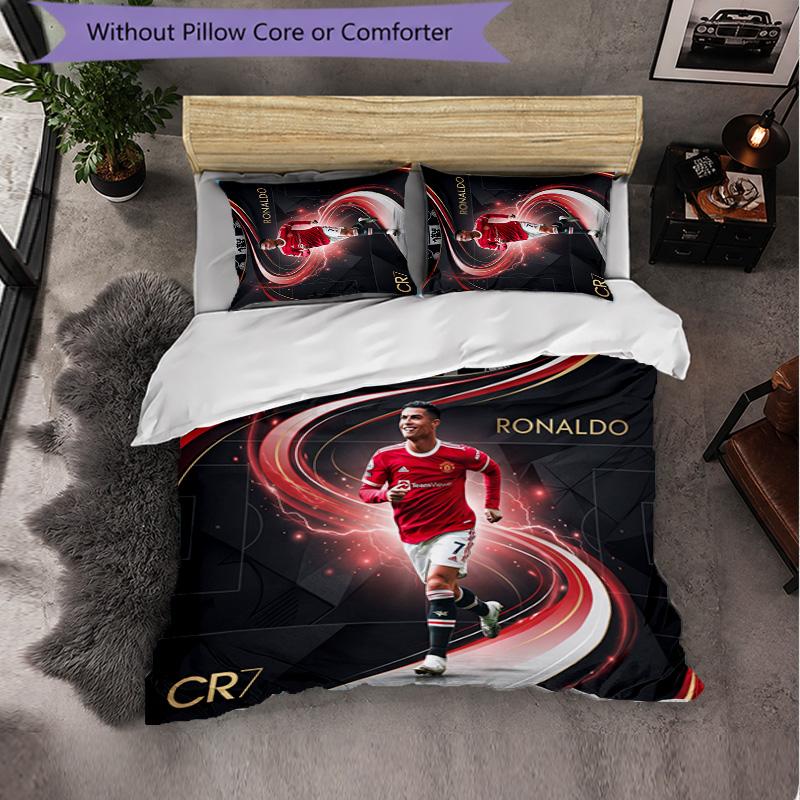 Cristiano Ronaldo Pattern 3 Pieces Bedding Set Soft Microfiber Duvet Cover with Pillow Cases for Bedroom
