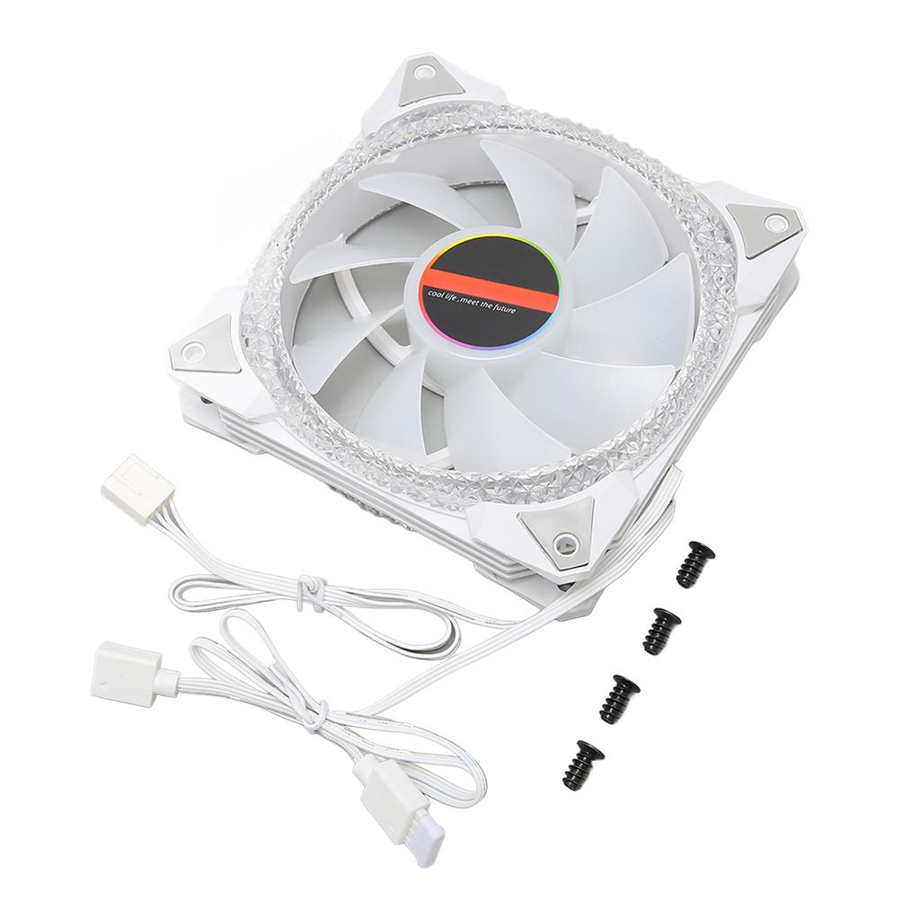 RGB Gehäuselüfter 12cm Doppelte Öffnung Leise und Geräuscharm 9 Flügel 4pin 3pin Kühlung Computerlüfter für Büro Zuhause