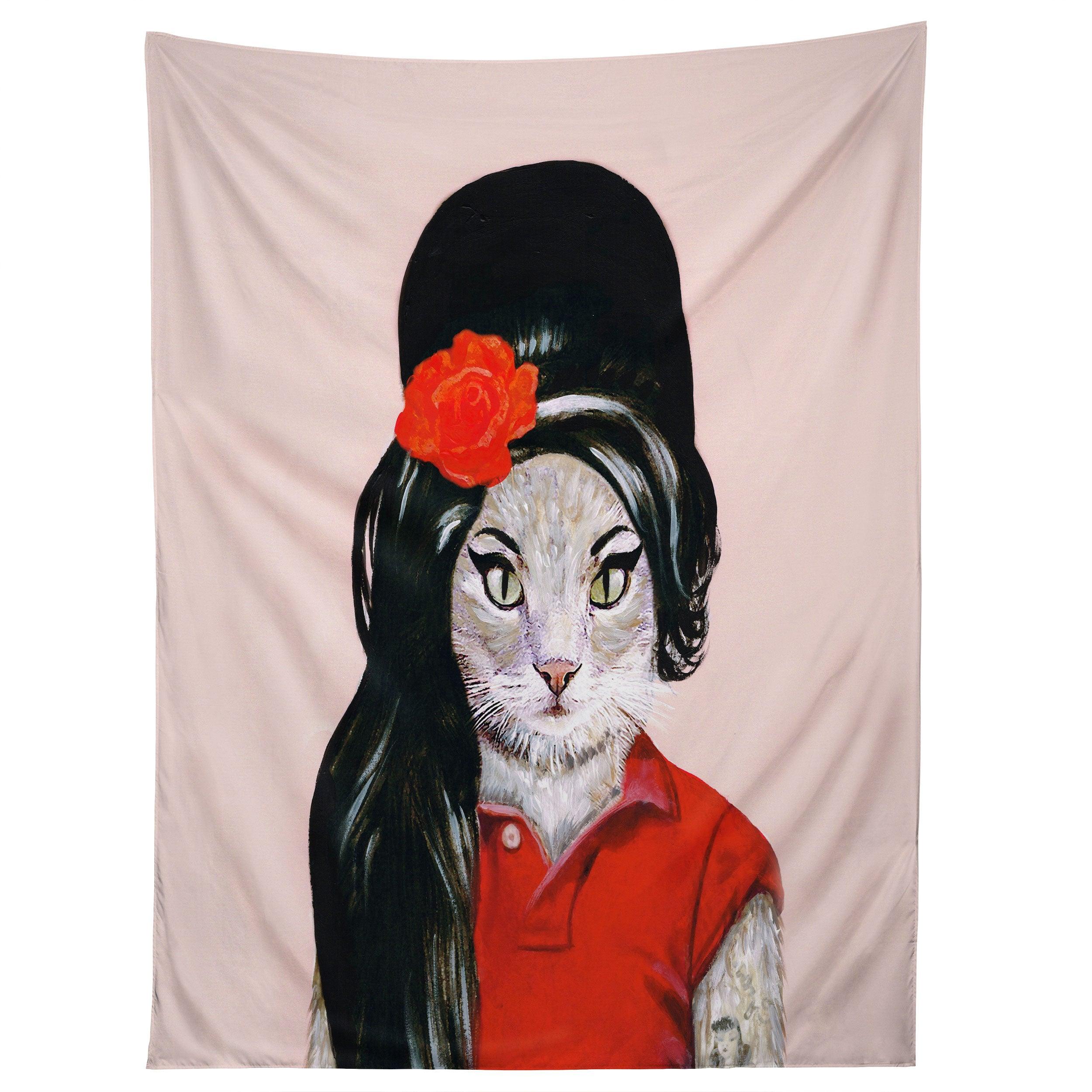 WINEHOUSE CAT tapestry 75x100