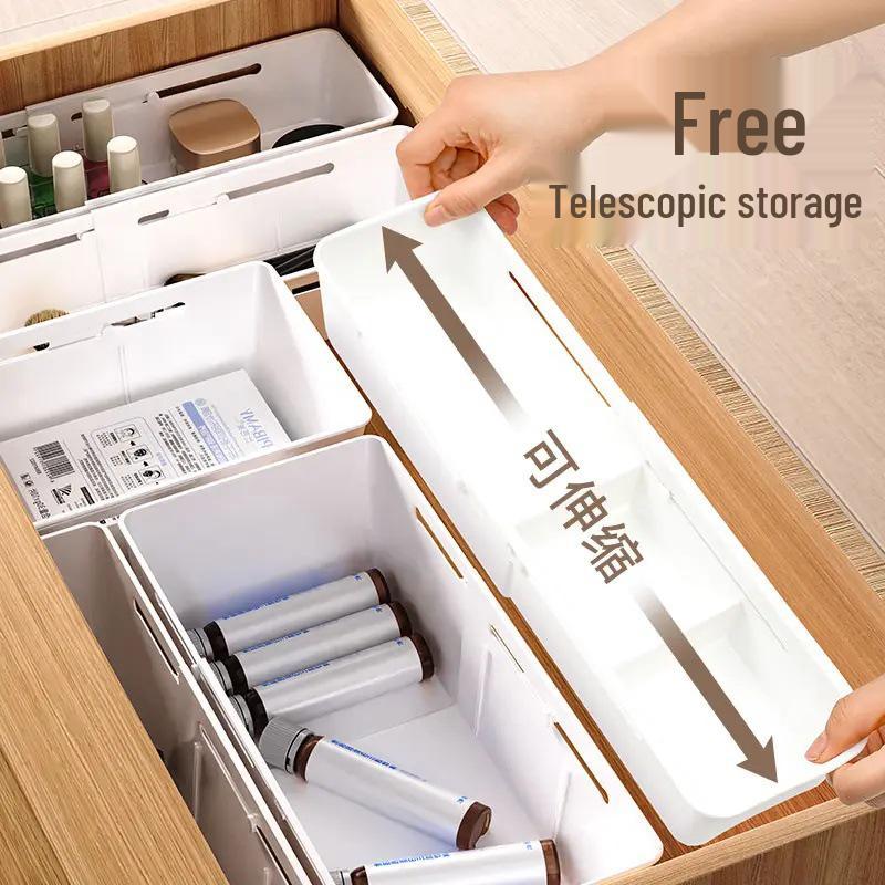 Exklusiv für Neueinsteiger: Ausziehbarer Schubladen-Aufbewahrungsorganizer mit eingebauten Make-up-Einteilern