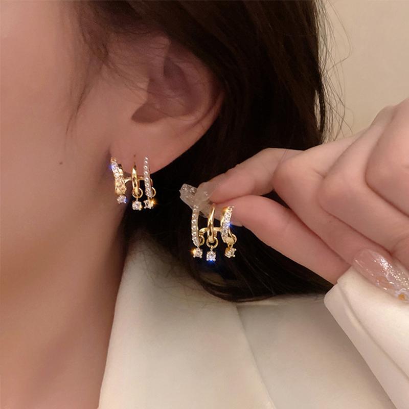 New Design Irregular U-Shaped Earrings For Women Dainty Zircon Earring Girls Birthday Party Wedding Fashion Jewelry Gift
