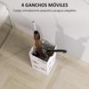 Steel Umbrella Stand With Drip Tray Hooks For Folding Umbrellas And Decorative Design 15.5x15.5x41 Cm White