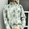 Winter women's new snowman tree print turtleneck casual imitation sweater Christmas sweater