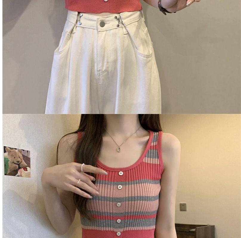 Damen Retro Gestreifte Eng Gestrickte Trägerlos-Bluse - Schmeichelndes Sommer-Design