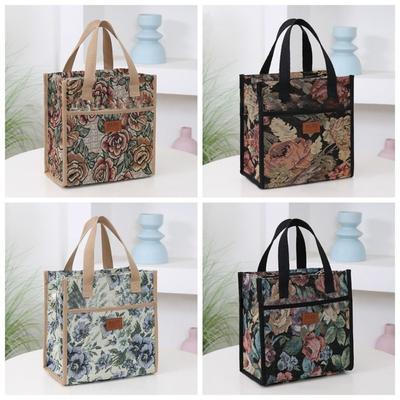 New Thickened Floral Print Lunch Bag Thermal Waterproof Insulation Bag Large Capacity Portable Handbag