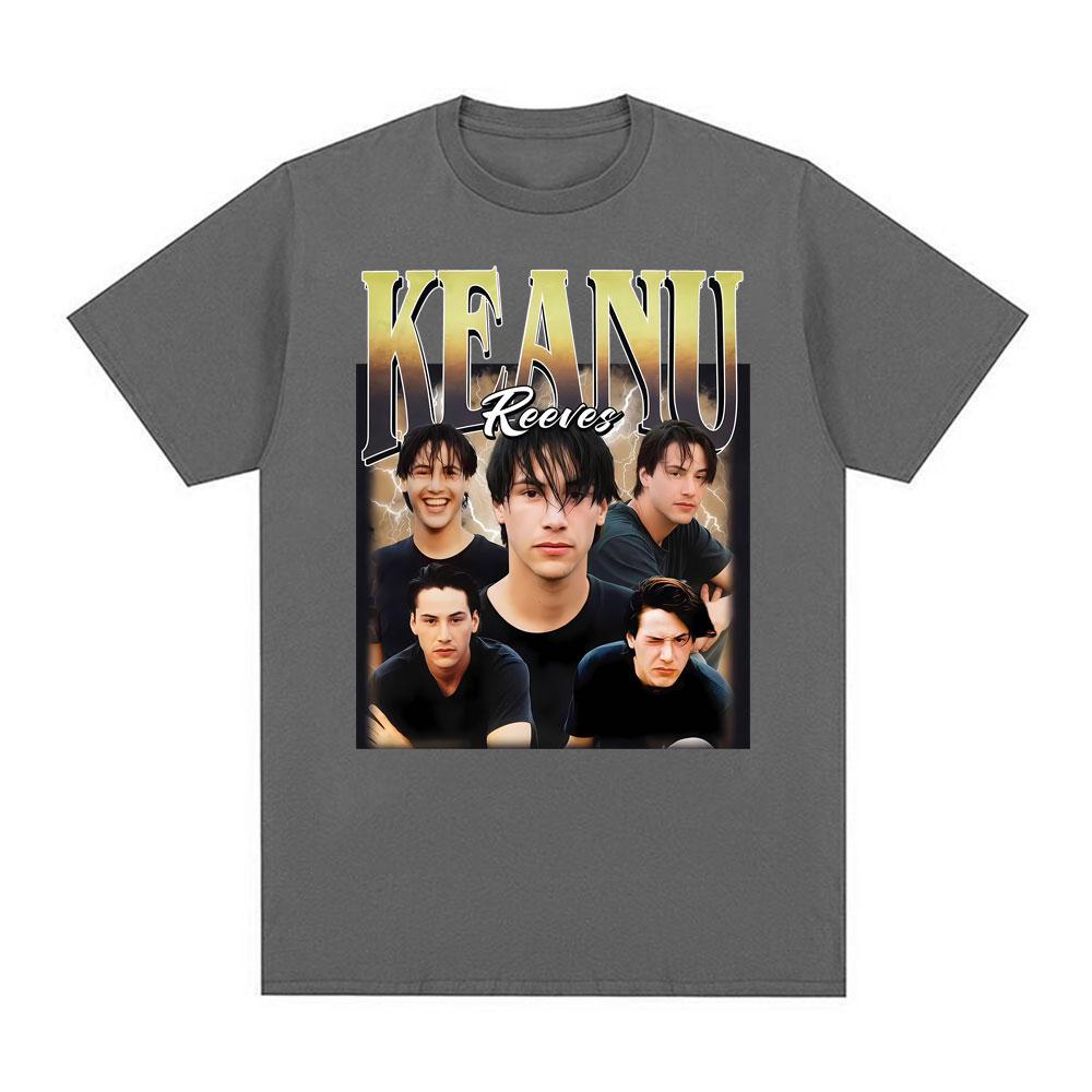 Keanu Reeves Vintage 90er Jahre Print T-Shirts Unisex Damen Mode Hip Hop T-Shirt Hohe Qualität Übergroßes Kurzarm T-Shirt Streetwear