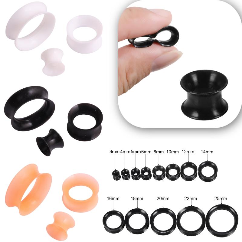 1pair Silicone Tunnels and Plugs Earrings 3-22mm Flexible Double Flared Flesh Ear Gauge Expander Stretchers Jewelry Piercings