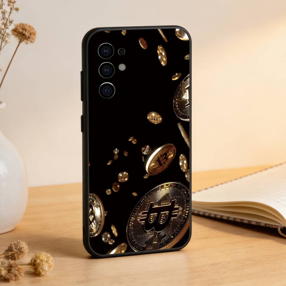 Funda de Teléfono B-Bitcoin Para Samsung S25,S24,S21,S22,S23,S30,Ultra,S20,Plus,Fe,Lite,Note,10,Funda Negra