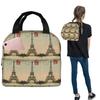 Eiffel Tower Vintage French Postcard Insulated Lunch Bag for Women Kids Leakproof Food Boxes Thermal Lunch Box Tote