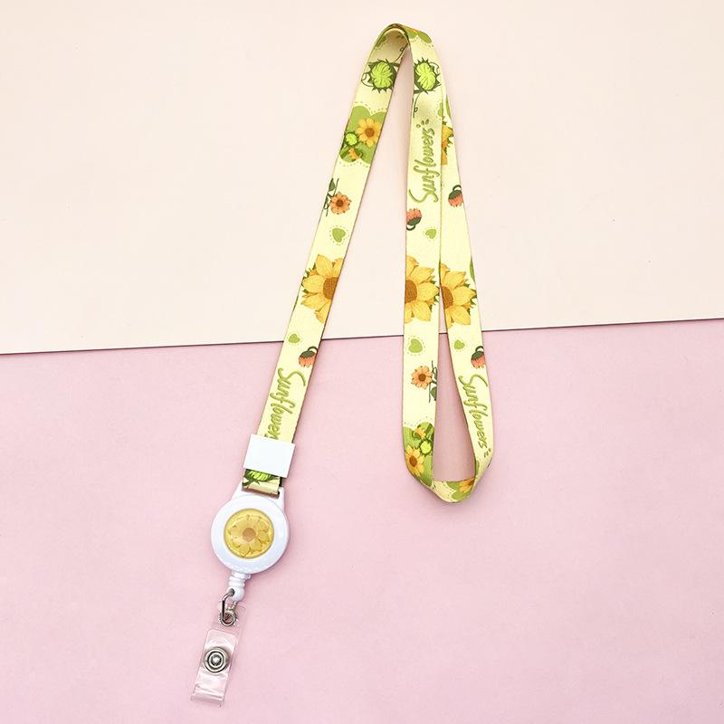 Cartoon Teleskopische Leichtziehbare Schnalle Lanyard Studenten Anti-Verlust Kartenhalter Halsband Langes Seil Arbeits Namensschild Namensschild Lanyard