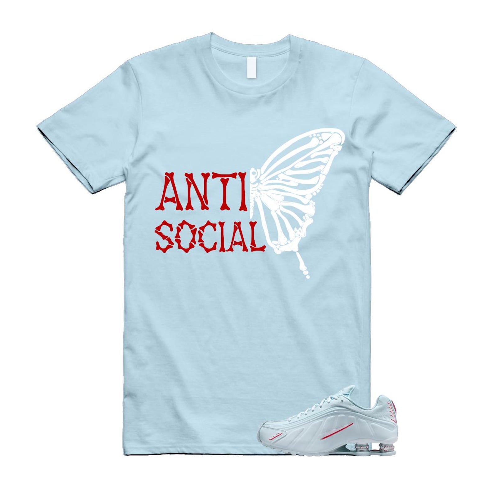 Shox R4 Puerto Rico Glacier Blue White University Red T Shirt Match ASB 2XL