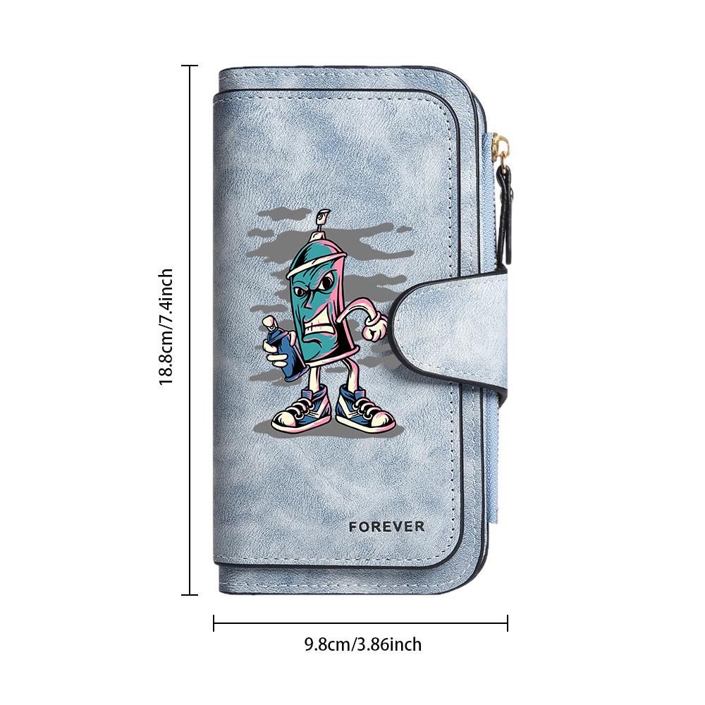 Cool Graffiti Spraycan Pattern Long Wallet Fashion Portable Multi Card Slot Wallet for Daily Use