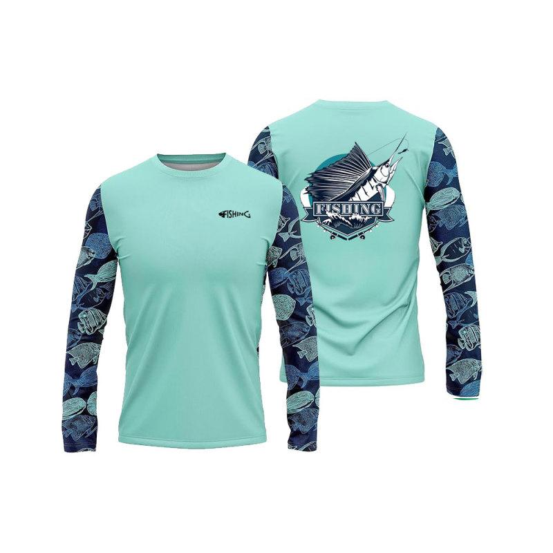 Pánská rybářská košile s potiskem Rybářské oblečení Rybářská košile s dlouhým rukávem - prodyšná UV ochrana Outdoorové sportovní topy s výstřihem 6XL