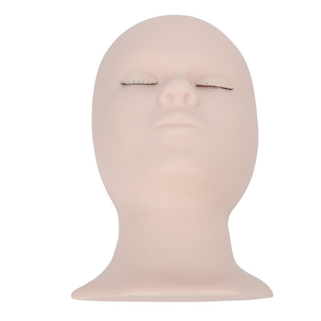 Eyelash Mannequin Head Replaceable Eyes Eyelash Extensions Makeup Massage Acupuncture Silicone Practice Head Model With Eyelashes Single Eyelid Pink