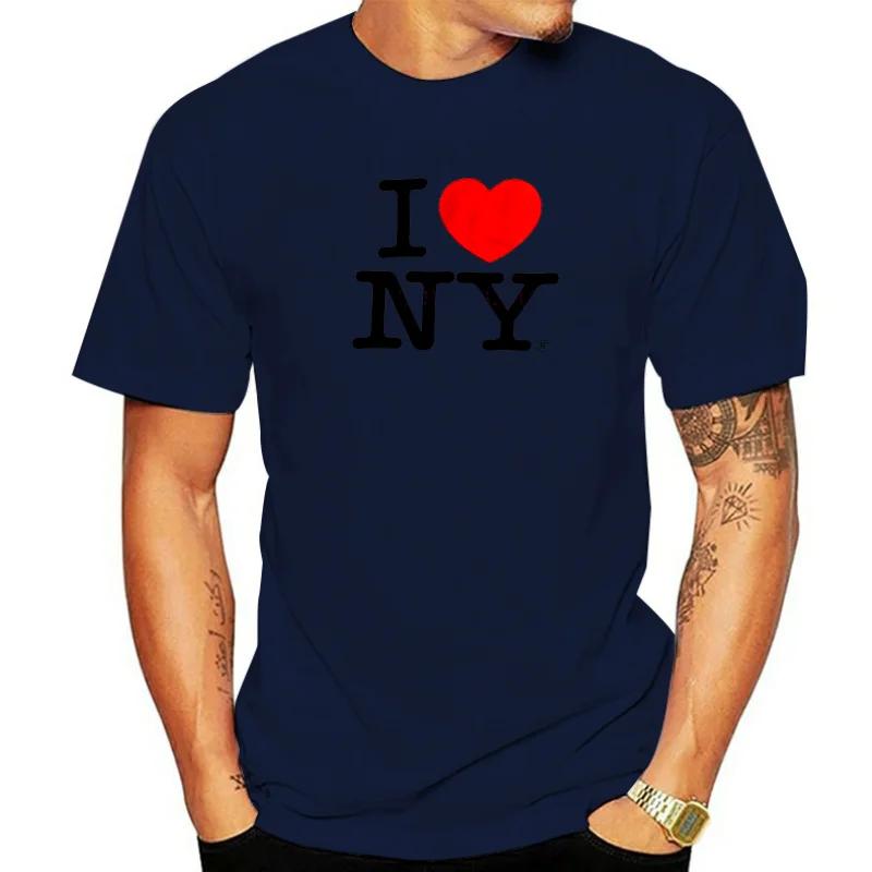 

Футболка с коротким рукавом и принтом в виде сердца I Love Ny New York, белая мужская футболка большого размера с графическим принтом S чёрный