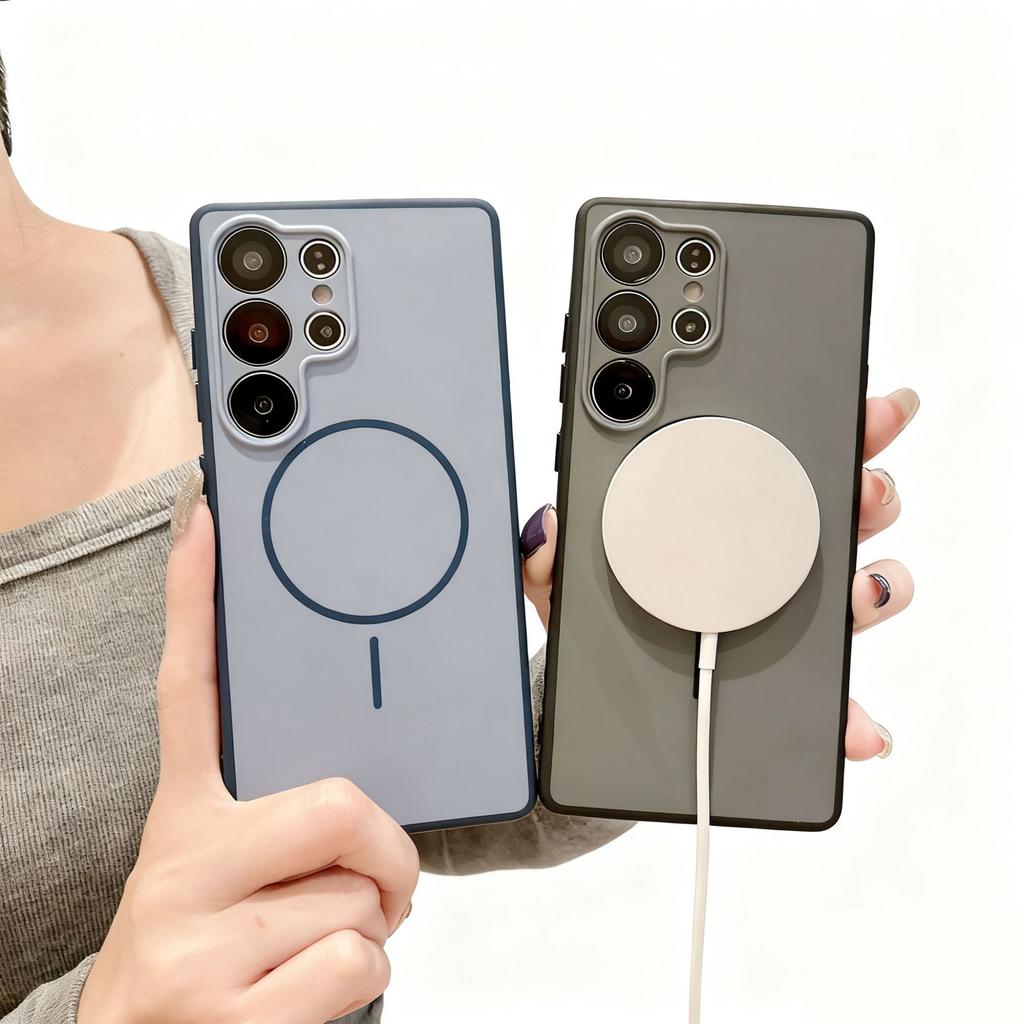case for Samsung S26 S25 S24 S23 S22 ultra Matte skin magnetic suction protective case full coverage Wireless Charging plain