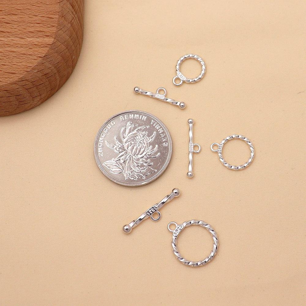 Sterling Silver Ring Twist Ot Button Diy Crystal Bead Pearl Bracelet Necklace End Buckle Accessories Ot Silver Buckle