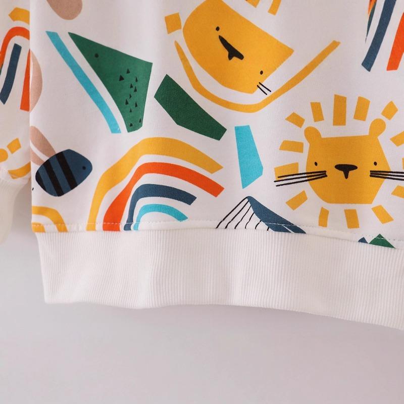 Kids Boys Long Sleeve Cartoon Print Casual Pullover Sweatshirt