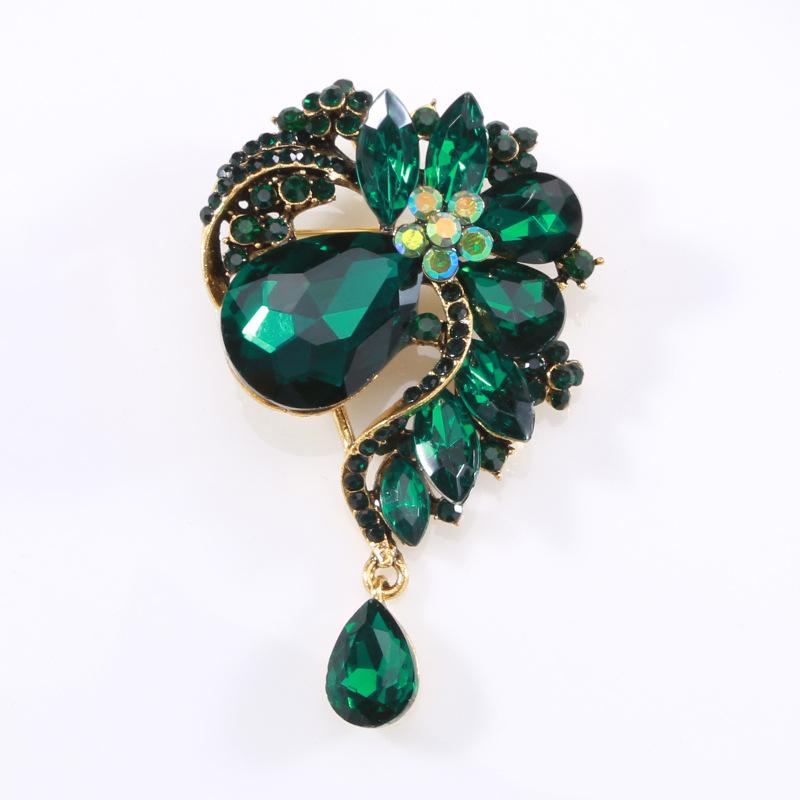 

Африканская преувеличенная личность цветная большая хрустальная стеклянная брошь модная брошь женская одежда аксессуары зелёный