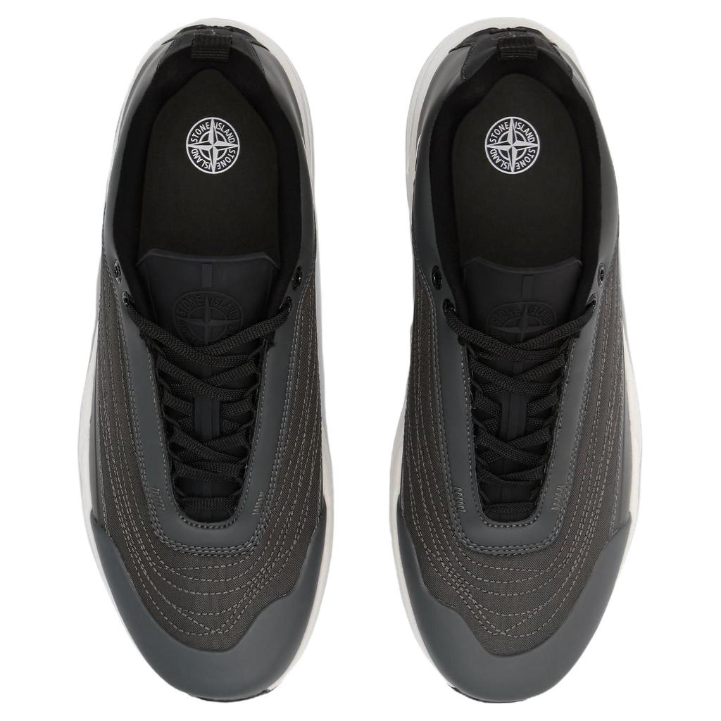 STONE ISLAND Fabric Round Toe Lace-Up Low-Top Casual Shoes Men Sneakers Black 77FWS0303V0029