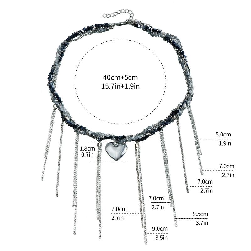 New Women Elegant Tassels Heart Pendant Necklace For Women Y2K Chain Choker Necklace Fashion Party Jewelry Accessories Gift