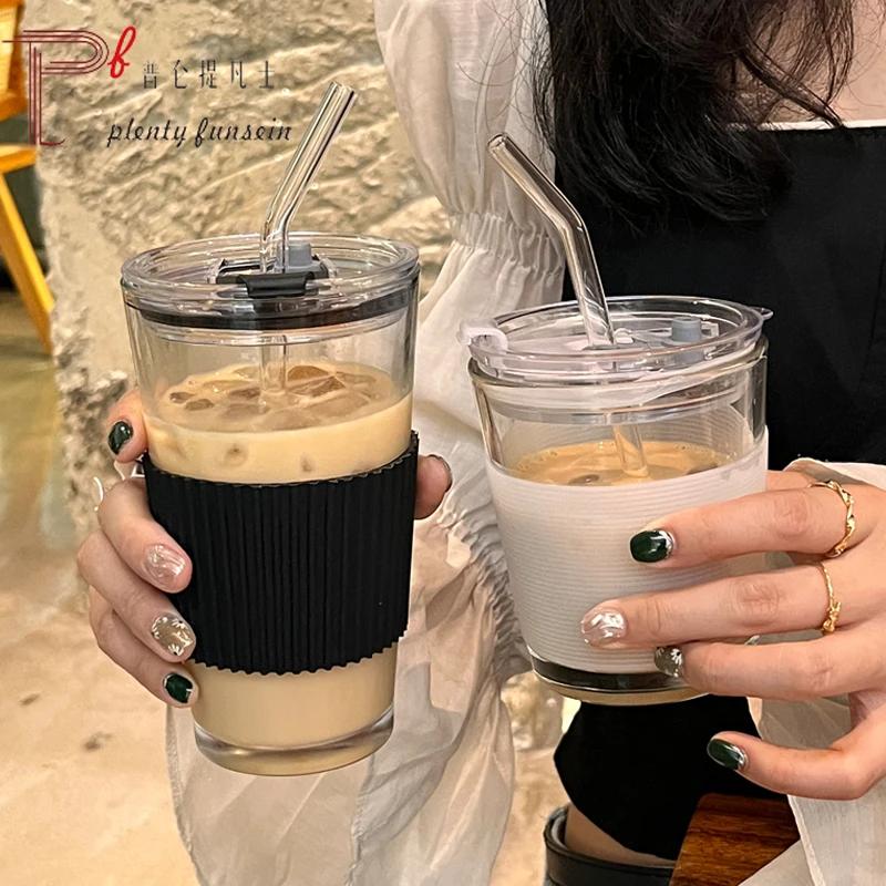 Portable Coffee Cup, INS, Wind Hose, Cold Extraction, Take Out, Double Drink, Carry On Cup, Couple Glass Drinking Cup