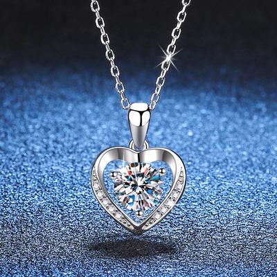 D kleur 1CT 6.5mm Slaagt voor Test Vvs1 Moissaniet 925 Sterling Zilveren Hanger voor Vrouwen Leuke Hart Ketting Luxe Kwaliteit Sieraden