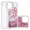 Capa de Celular aplicável 17 Promax com quatro cantos anti-choque, areia líquida em formato de coração líquido para Apple iphone 16E, Capa Macia