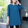 Fashion Basic Commute Female Solid Color O-Neck Tops Button Spliced All-match Long Sleeve Midi T-shirt Casual Women's Clothing